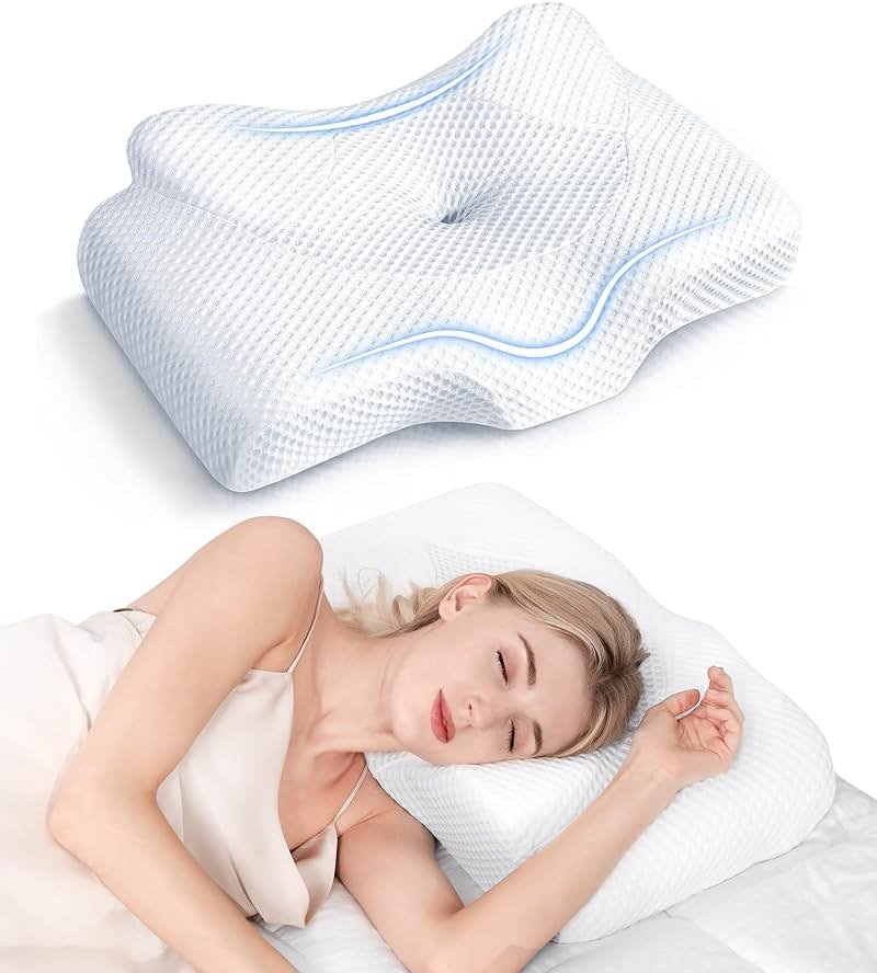 Osteo Cervical Pillow for Neck Pain Relief, Hollow Design Odorless Memory Foam Pillows with Cooling Case, Adjustable Orthopedic Bed Pillow for Sleeping, Support for Side Back Sleepers - Product Image