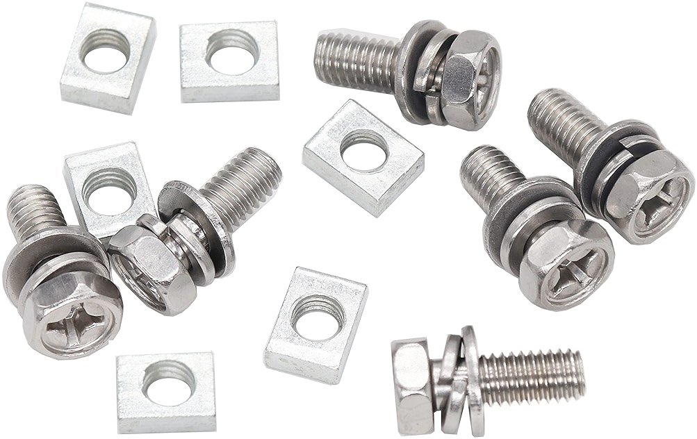 binifiMux 6-Pack Motorcycle Battery Terminal M6 x16mm Bolt Square Nut Kit, Stainless Steel 304, ATV Battery Terminal Bolts, Boat, E-Bike, Electric Forklifts - Product Image