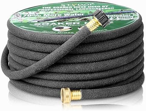 STYDDI Soaker Hose, 1/2" x 25 FT Round Rubber Garden Soaker Hose, Heavy Duty Water Seeper Soaker Hoses for Foundation Watering, Garden Beds, Garden, Lawn and Plants - Product Image