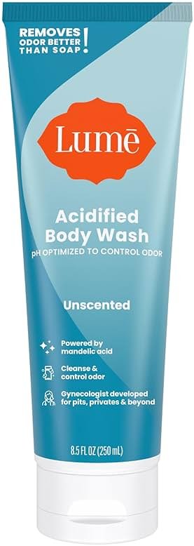 Lume Acidified Body Wash - 24 Hour Odor Control - Removes Odor Better than Soap - Moisturizing Formula - Formulated Without SLS or Parabens - OB/GYN Developed - 8.5 ounce (Unscented) - Product Image