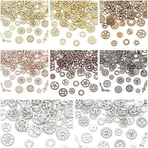 OLYCRAFT 160g 7~18mm Long Antique Steampunk Gears Charms 8-Color Small Wheel Gear Resin Fillers Alloy Mixed Gears Pendants for Resin Crafting, Jewelry Making and Decorations - Product Image