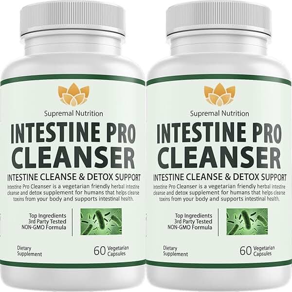 Supremal Nutrition (2 Pack) Intestine Pro Cleanser, Cleanse & Detox Digestive Supplement, Intestinal Support for Humans, Guard People Intestines, 60 Capsules Adults para Pills White Count (Pack of 2) - Product Image