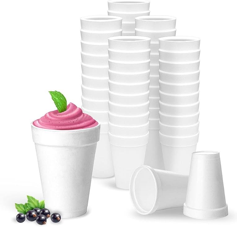 Shop Square 16 Oz Disposable Foam Cups (50 Pack), White Foam Insulates Hot & Cold Beverages, Made in the USA, To-Go Cups - for Coffee, Tea, Hot Cocoa, Soup, Broth, Smoothie, Soda, Juice - Product Image