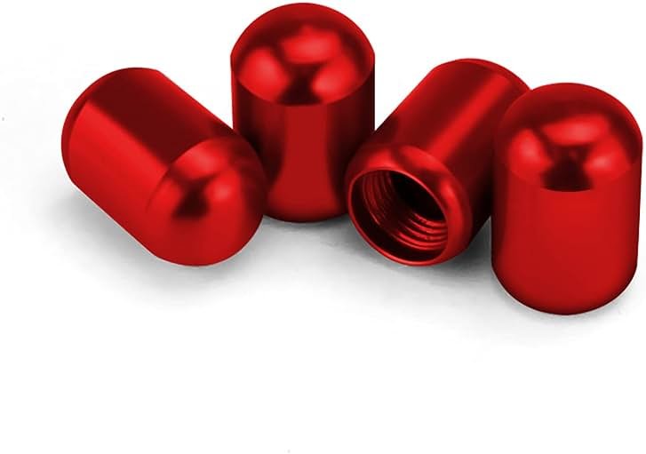 JUSTTOP 4PCS Car Tire Valve Stem Caps, Air Caps Cover, Universal for Cars, SUVs, Bike, Trucks and Motorcycles, Car Wheel & Tire Exterior Accessories-Red - Product Image