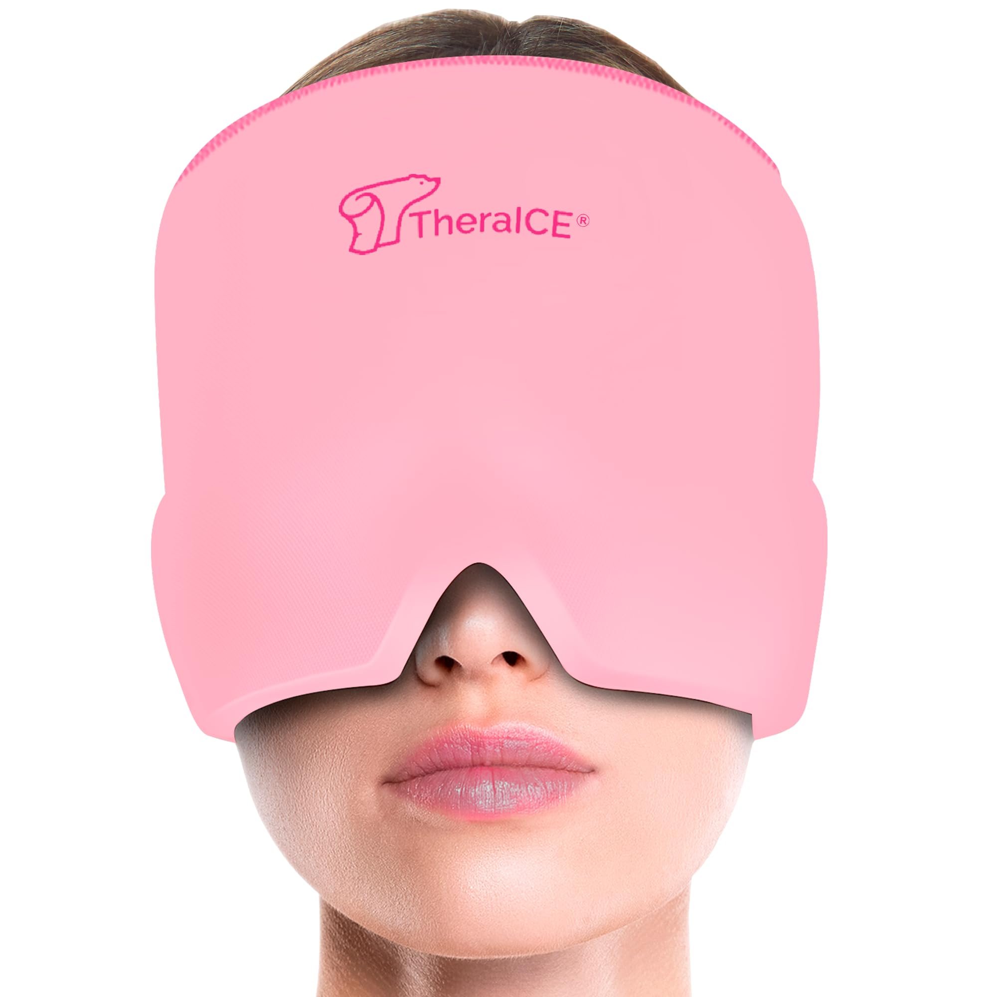 TheraICE Headache Relief Cap, Migraine Ice Pack Mask Products, Women Cooling Gel Hat, Face Cold Compress Head Wrap for Her Stress. Great Birthday Gift for Mom, Sister, Grandma, Girlfriend, & Teacher - Product Image