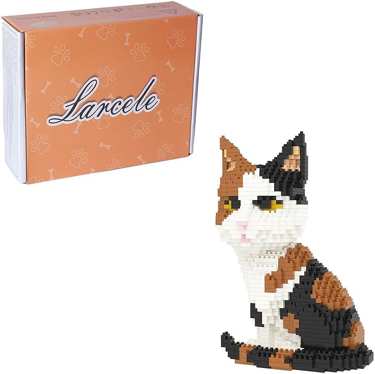 Larcele Cat Micro Building Blocks Animal Set, DIY Mini 3D Building Toy Bricks,1191pcs KLJM-05 (Cat, Model1979) - Product Image