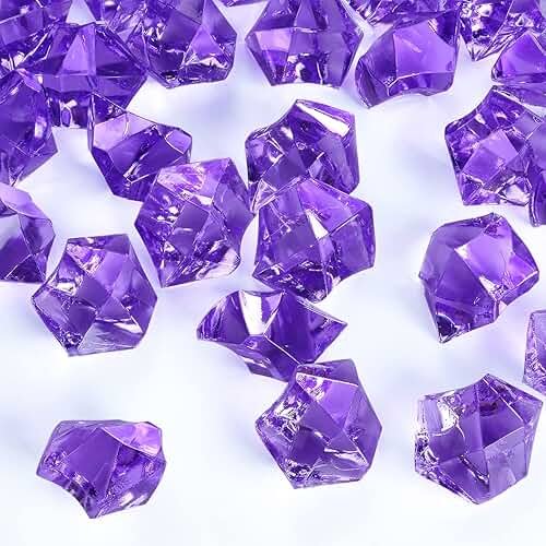 Acrylic Crushed Ice Rocks, Babenest 150 PCS Fake Crystals Plastic Ice Cubes Diamonds Gems for Vase Fillers, Home Decoration, Table Scatter, Event, Wedding, Arts & Crafts (Purple) - Product Image