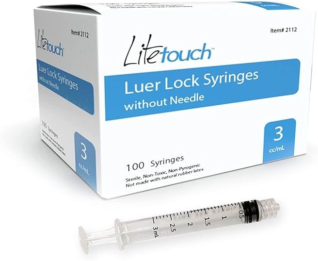 LiteTouch 3mL Luer Lock Syringe, Sterile, Individually Sealed - 100 Syringes per Box (no needle) - Product Image