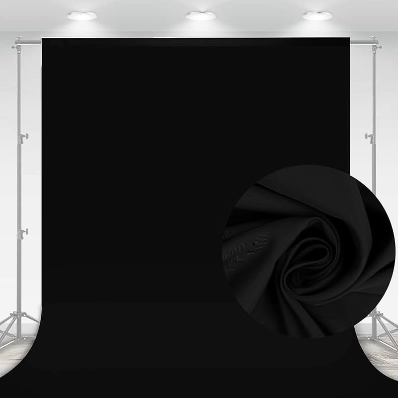 Aimosen 10 x 7 FT Black Backdrop Background for Photography, High Density Polyester Fabric Pure Black Photo Backdrop Curtain Screen Collapsible Seamless for Photoshoot Portraits Party Video Studio - Product Image