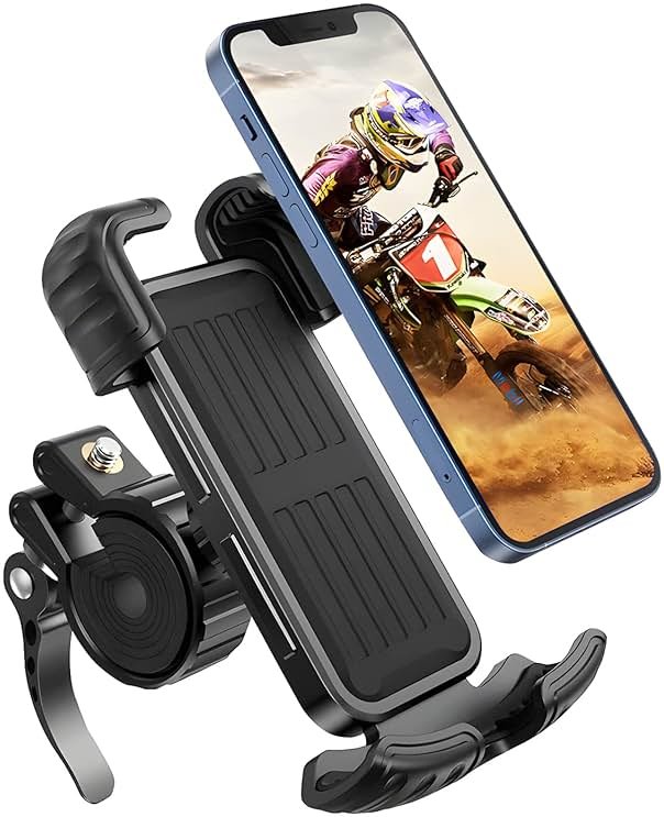 Marspeeder Bike Phone Holder Mount, [Super Stable Metal] Motorcycle Phone Mount with Security Lock, Bicycle Phone Holder Handlebar with Soft Cushion & Adjustable Clip Compatible with 4.7''-6.8'' Phone - Product Image
