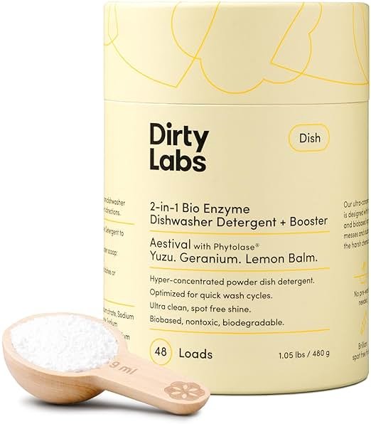 Dirty Labs | Dishwasher Detergent and Booster | Aestival Scent | 48 Loads (1 lb) | Ultra Clean, Spot Free, Quick Wash Optimized | Hyper Concentrated - Product Image