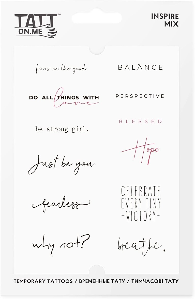 tatton.me Temporary Tattoo Set - 12 Different Designs, 4.1 x 5.8 Inch, Multi-Colored, Non-Toxic, Waterproof, Easy to Apply - Product Image