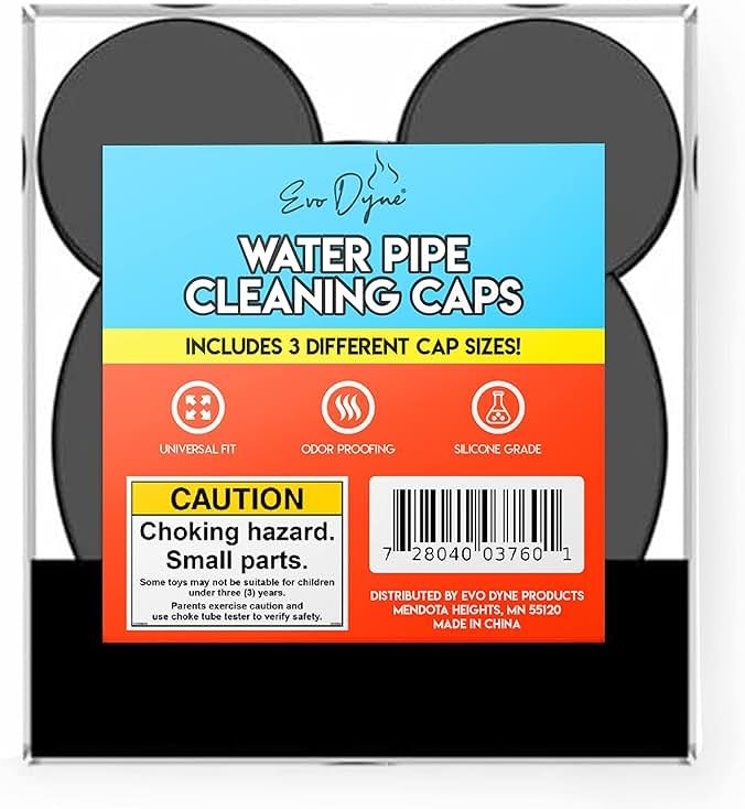 Evo Dyne Pipe Cleaner, Made in the USA | Glass Cleaner Removes Tar & Resin Effectively with Our Soak and Rinse Formula (Silicone Caps) - Product Image