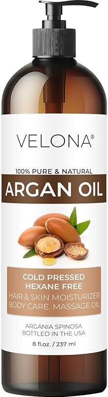 velona Argan Oil - 8 Fl Oz | 100% Pure and Natural | Morocco Oil | Skin, Body and Face Care | Nails Protector | Unrefined, Cold Pressed | Cap Kit - Product Image