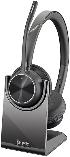 Poly - Voyager 4320 UC Wireless Headset + Charge Stand (Plantronics) - Headphones with Boom Mic - Connect to PC/Mac via USB-C Bluetooth Adapter, Cell Phone via Bluetooth - Works with Teams, Zoom &More - Product Image