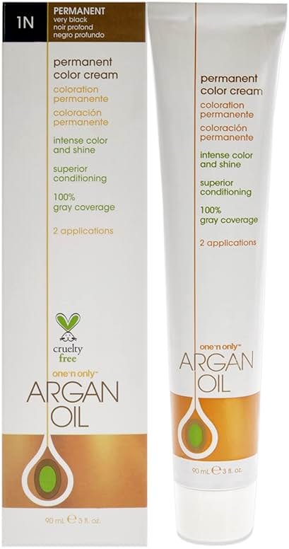 One N' Only Permanent Hair Color - Permanent Hair Dye Made with Argan Oil - Delivers Rich, Accurate Tones with Gray Coverage - Improves Moisture & Elasticity - 1N Very Black (3 oz) - Product Image