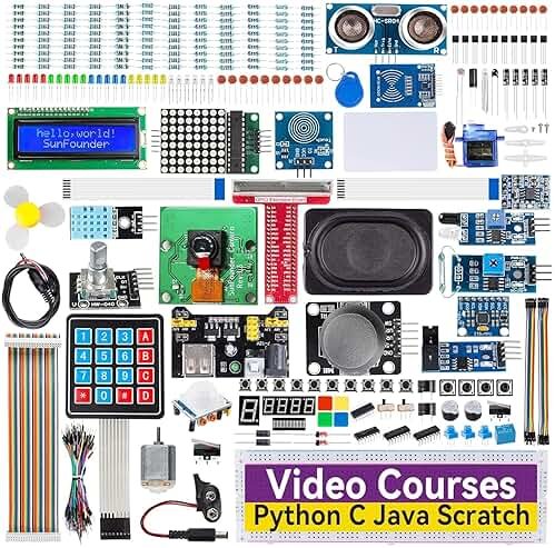 SunFounder Raphael Ultimate Starter Kit for Raspberry Pi 5 4 B 3B B+ 400, Zero 2 W, RoHS Compliant, Python, C Java, Online Tutorials & Video Courses for Beginners (Raspberry PI NOT Included) - Product Image