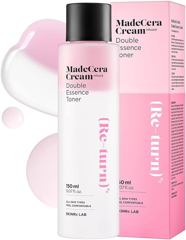 SKINRxLAB MadeCera Cream Double Essence Korean Toner 150ml (5.07fl.oz.) - Hydrating and Soothing with Milk Protein, Ceramide, Beta-Glucan - Moisturizing Strawberry Milky Toner for Irritated Skin - Product Image