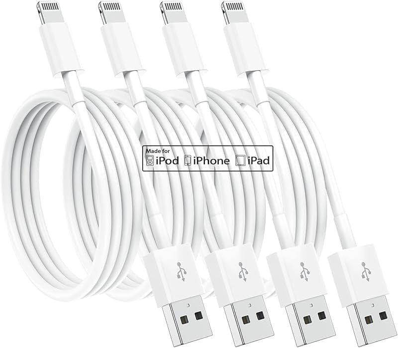 Susnwere 4 Pack [Apple MFi Certified] Apple Charging Cables 6ft, iPhone Chargers, Lightning Fast iPhone Charging Cord for iPhone 12/11/11Pro/11Max/ X/XS/XR/XS Max/8/7, ipad(White) - Product Image