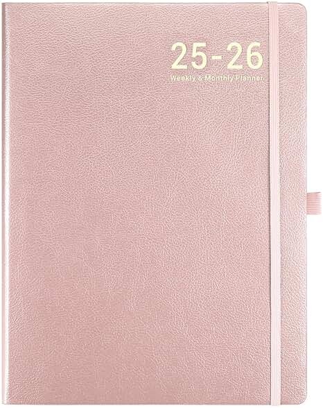 Planner 2026-2027 - JUL 2026 - JUN 2027, Planner 8.5" x 11", 2026-2027 planner Weekly and Monthly, Academic Calendar, Leather Cover planners with Thick Paper, Back Pocket with Notes Pages - Rose Gold - Product Image