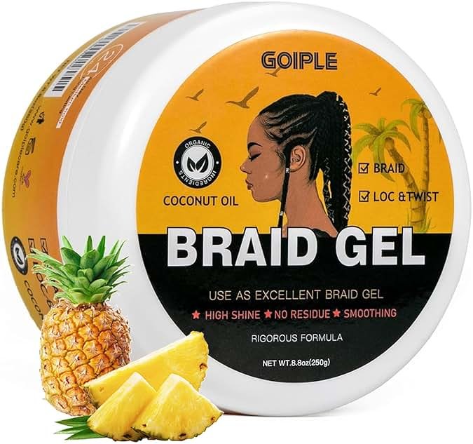 8.8OZ Strong Hold Braiding Gel for Twists, Locs, Cornrows - Tames Frizz, High Shine, No Flake, Easy Edge Control - Product Image