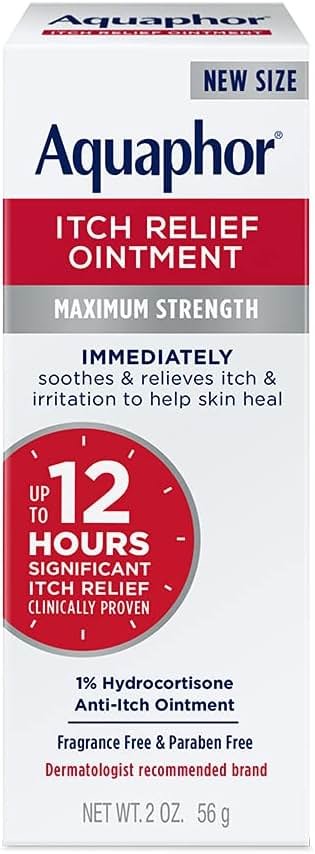 Aquaphor Itch Relief Ointment, Maximum Strength 1% Hydrocortisone, Relieves Itch from Skin Irritation, Insect Bites, Psoriasis, Skin Rashes, Eczema, & Poison Ivy, 2 oz - Product Image
