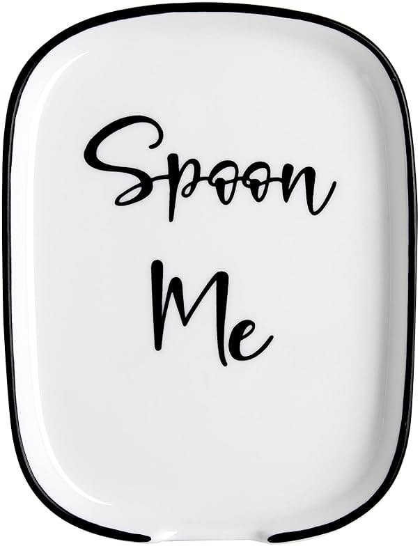 Ceramic Spoon Rest for Stove Top, Large Spoon Holder for Kitchen Counter, White Coffee Spoon Rest, Heat-Resistant Cooking Utensil Rest, Modern Farmhouse Kitchen Décor - Product Image