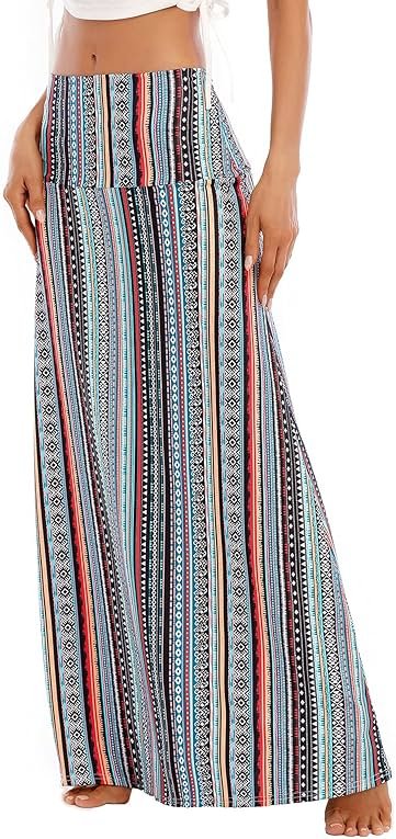 Zando Long Skirts for Women Trendy Dresses High Waisted Maxi Skirt Casual Workout Stretchy Flared Flower Skirt for Girls - Product Image