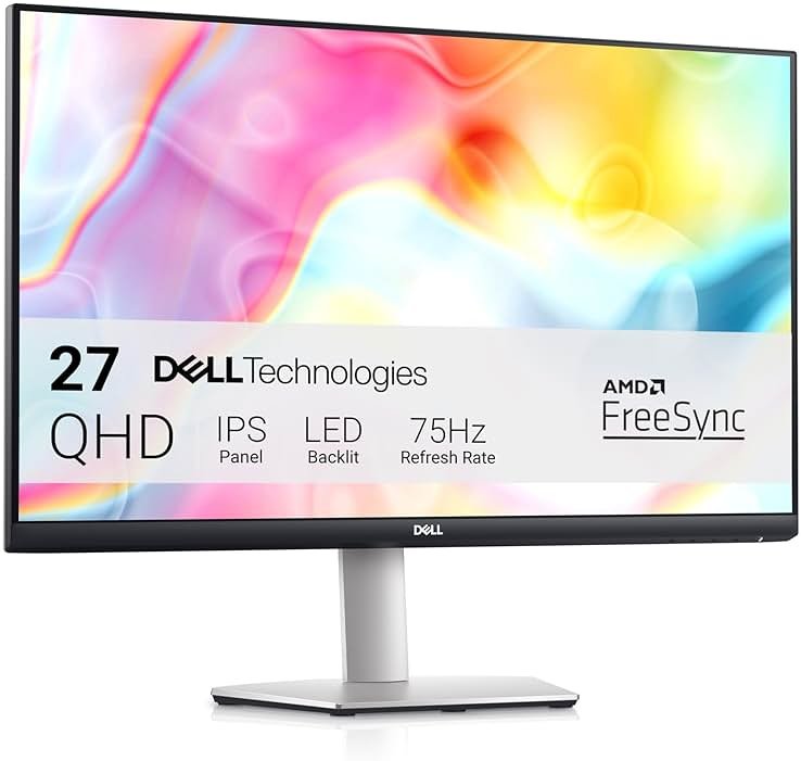Dell S2722DC Monitor - 27-inch WQHD (2560x1440) 75Hz 4Ms Display, AMD FreeSync, Built in Speaker, USB Type-C Connectivity, Height/Pivot/Swivel/Tilt Adjust - Platinum Silver - Product Image