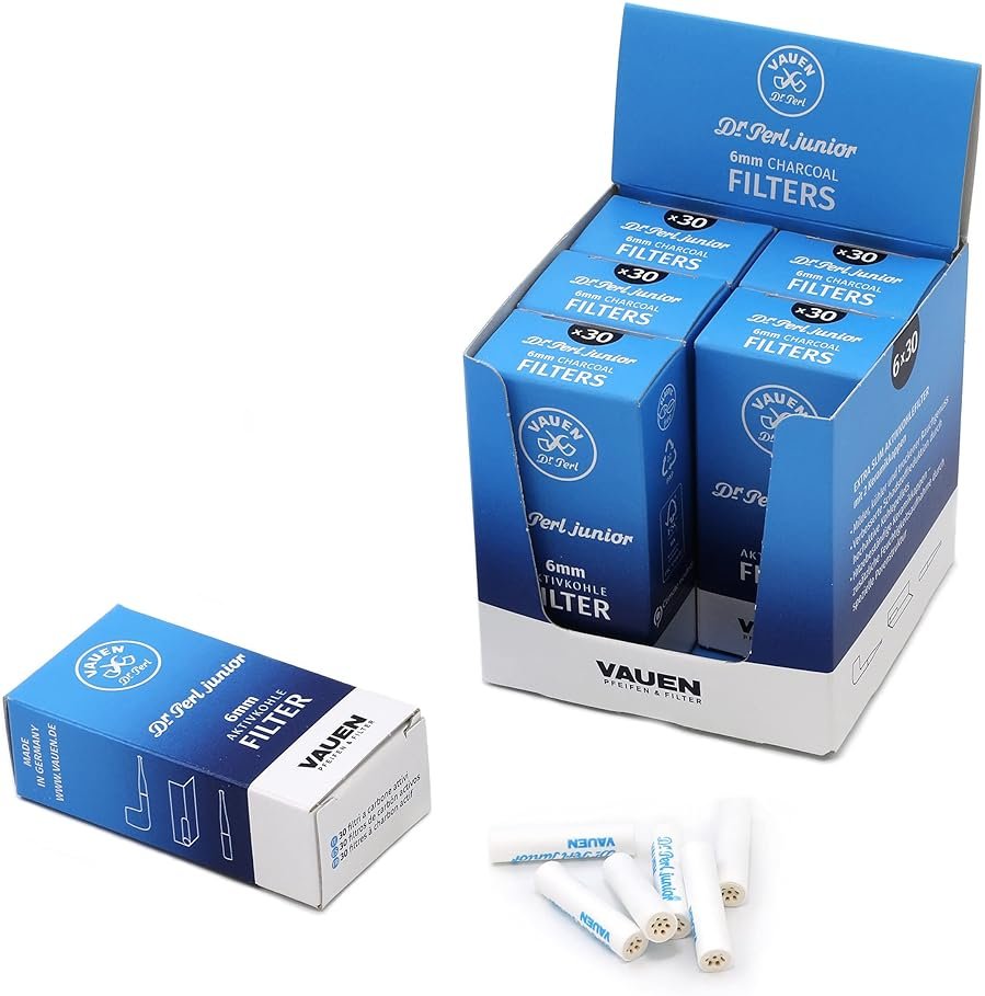 Vauen Dr. Perl Junior 6mm Activated Charcoal Filters - 6 Packs x 30 Filters - Product Image