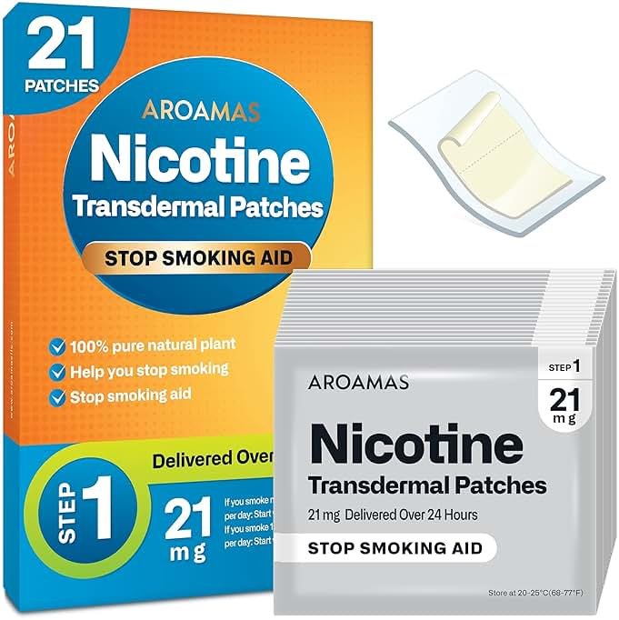 Nicotine Patches to Help Quit Smoking, Stop Smoking - Delivered Over 24 Hours Nicotine Transdermal System to Stop Smoking Aids that Work (Stop Smoking 21mg [Step 1]) - Product Image