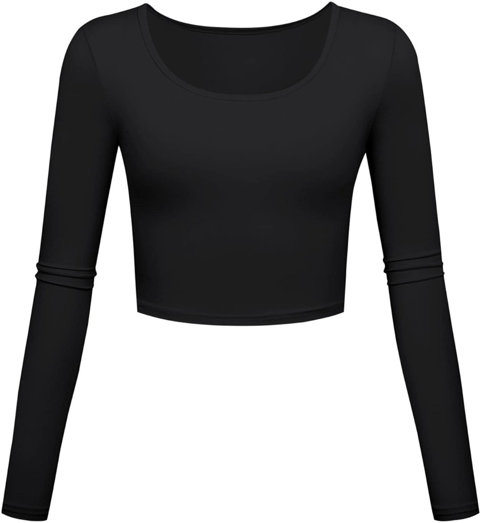 Lightweight Yoga Crop Tops Slim Fit Long Sleeve Workout Shirts for Women - Product Image
