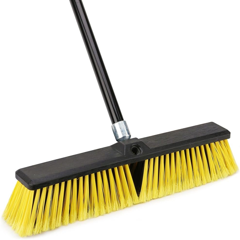 KeFanta 18 Inches Push Broom Outdoor- Heavy Duty Broom with 63" Long Handle for Deck Driveway Garage Yard Patio Warehouse Concrete Floor Cleaning - Product Image