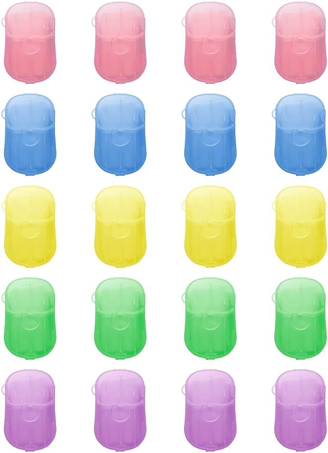 DF DUALFERV Paper Hand Soap Sheets for Traveling, 20 Pack (400 Sheets) Mini Portable Hand Soap Sheets, Scented Disposable Soap Sheet, Colorful Camping Soap Sheets, Travel Soap Sheets for Hand Washing - Product Image