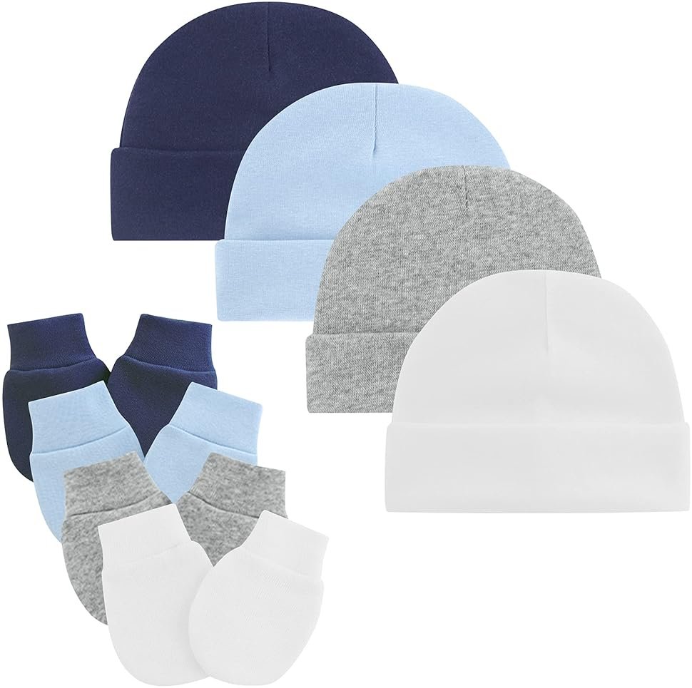 Zando Baby Hats and Mittens Newborn Hospital Hat Essentials Warm Knit Beanie Safety Anti-Scratch for Boys Girls 0-6M - Product Image