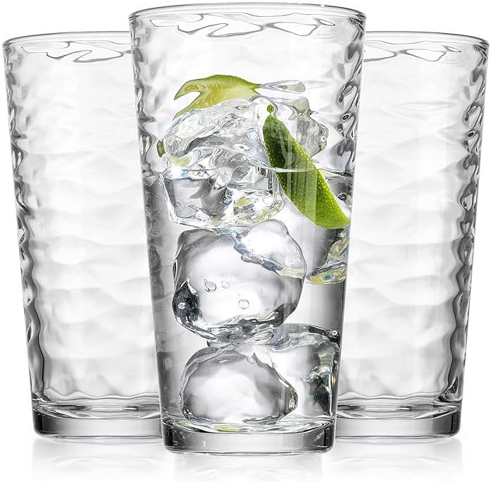 Glaver's Drinking Glasses Set of 10 Highball Glass Cups, 17 Oz Cooler Glassware. Home and Bar Everyday Basic Drinkware Elegant Kitchen Glasses for Water, Juice, Cocktails, Iced Tea. - Product Image