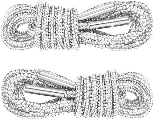 PAGOW 1 Pair Rhinestone Shoe Laces, Round Glitter ShoeLaces for Sneakers, Crystal Bling Diamond Rope Shoe Strings - Product Image