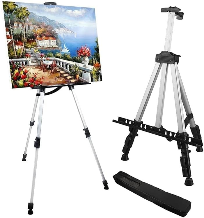 Art Easel Stand for Painting and Sign - RRFTOK 17 to 66 Inch Adjustable Aluminum Tripod Easels for Display, Portable Canvas and Poster Stand with Carry Bag for Beginners, Students and Classroom Use - Product Image