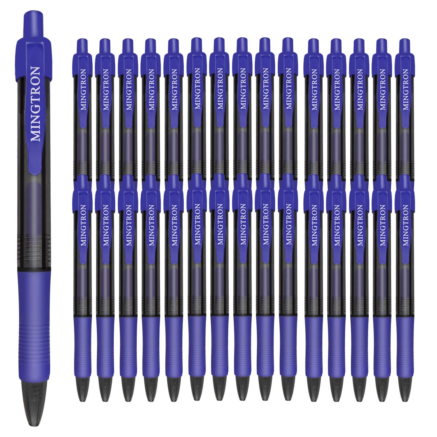 mingtron Gel pens, 30 Pack Blue Pens Fine Point, No Smear Ink Pens for Left Hand, Click Pens Bulk, Retractable Rollerball Pens for Smooth Writing, 0.5MM, Navy Blue Ink - Product Image
