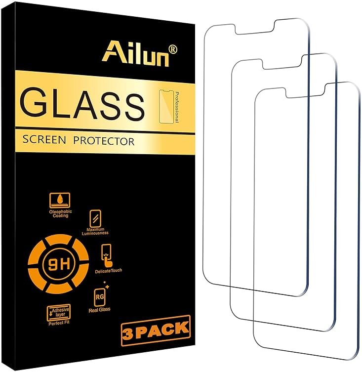 Ailun Screen Protector for iPhone 17e / iPhone 16e / iPhone 14 / iPhone 13 / iPhone 13 Pro [6.1 Inch] Display 3 Pack Tempered Glass, Case Friendly [Not for iPhone 16 6.1 Inch] - Product Image