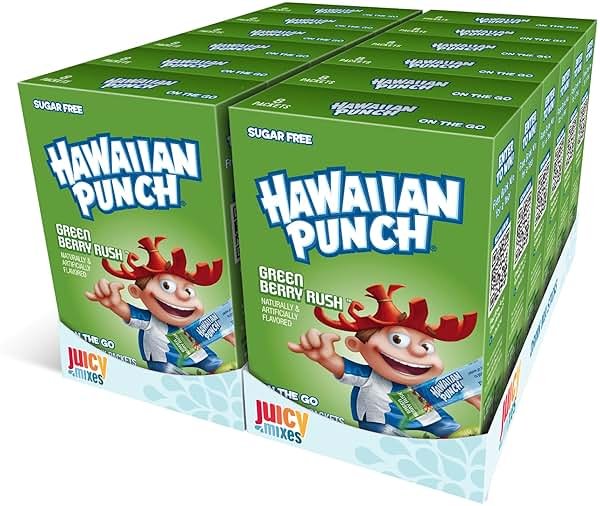 Hawaiian Punch Powder Drink Mix – Sugar Free & Delicious, Excellent source of Vitamin C (Green Berry Rush, 96 Sticks) - Product Image