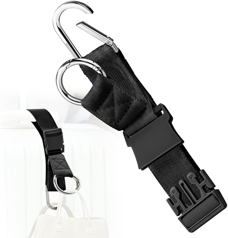 Elastic Jacket Gripper with D-Ring Hook and Buckle, ZINZ D-Ring Hook Baggage Suitcase Straps Belts Travel Accessories, Makes Your Hands Free - Product Image
