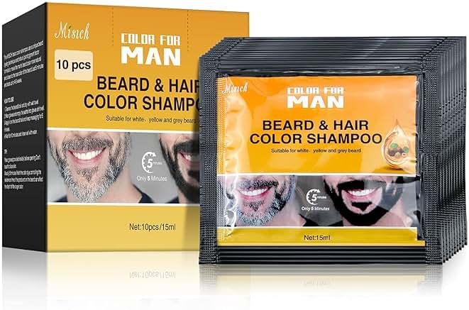 Black Beard Dye for Men - Instant Coloring, Darkening Sideburns, Mustache, and Facial Hair Grooming (10 Pack) - Product Image