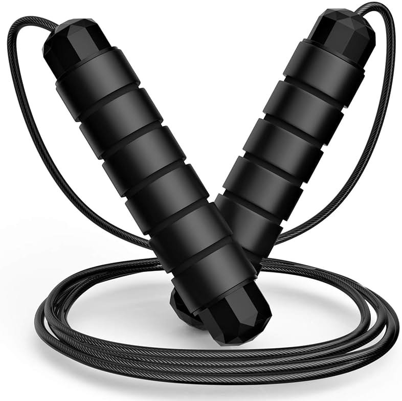 Jump Rope, Tangle-Free Rapid Speed Jumping Rope Cable with Ball Bearings for Women, Men & Kids, Adjustable Steel Jump Rope with Foam Handles for Home Gym Exercise Fitness Workout Equipment & Slim Body - Product Image