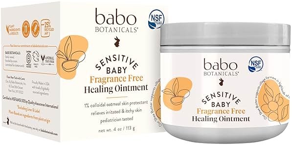 BABO Botanicals Sensitive Baby Fragrance-Free All Natural Healing Ointment - 99% Organic & 1% Colloidal Oat - Steroid-Free - NSF Certified - for Eczema, Irritated/Itchy Skin - Face, Body, Diaper Area - Product Image