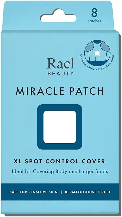 Rael Pimple Patches, Miracle XL Spot Control Cover - Hydrocolloid Acne Pimple Patch for Face, Zits & Blemish, Back and Body, Korean Skin Care (8 Count) - Product Image