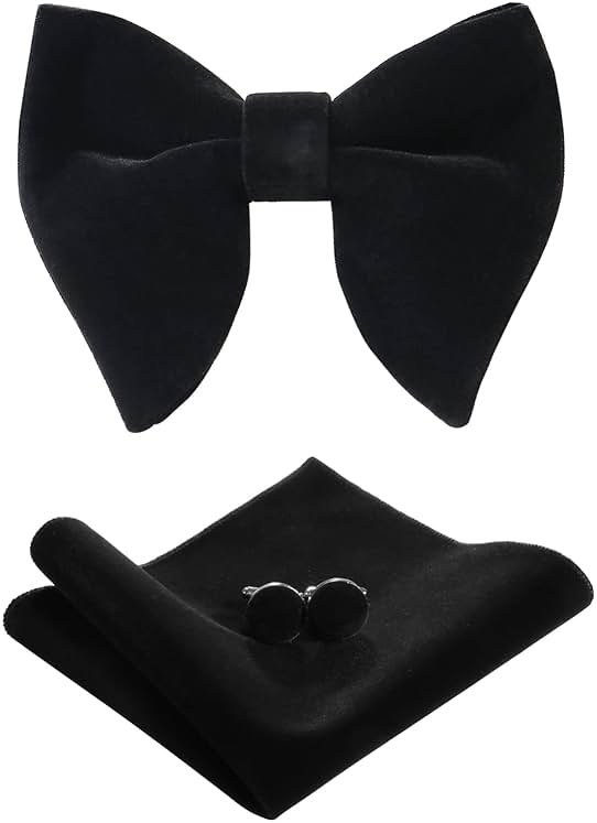 PACGOTH Bow Ties for Men Pre-Tied Bow Tie Vintage Tuxedo Oversized Velvet Bow Ties Cufflinks Pocket Square Sets With Gift Box - Product Image