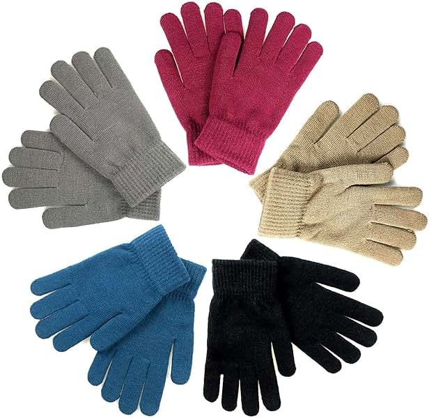 GOLEDLF Winter Magic Gloves for Adults, 5 Pairs of Stretchy Knit Warm Gloves for Men, Women and Teens - Product Image