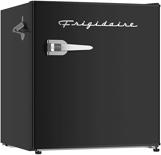 FRIGIDAIRE Black Retro Mini Refrigerator-Energy Saving-Adjustable Thermostat Control-Side Mounted Bottle Opener-Ideal for Dorm, Office, RV, Garage, Apartment 1.6 Cubic Feet - Product Image