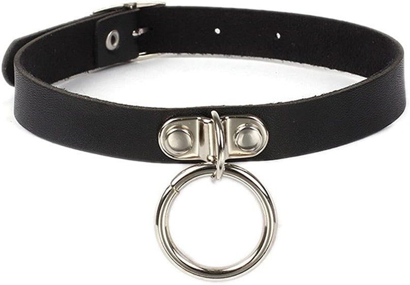 Shegirl Gothic Choker Necklace Black Geometric Leather Collar Necklace Fashion Punk Jewelry for Women (Ring) - Product Image